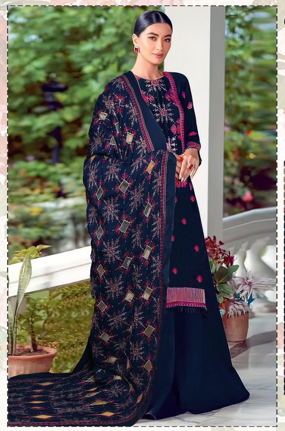 bareeze winter collection 2025 – premium dhanak embroidered 3pc suit