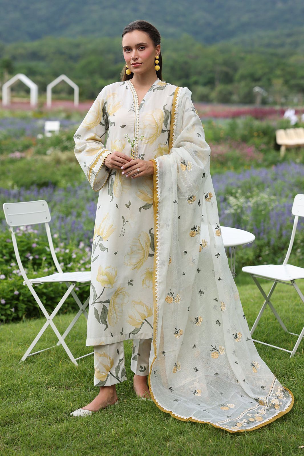 baroque most demanding edition – 3pc silk digital printed suit with embroidered dupatta