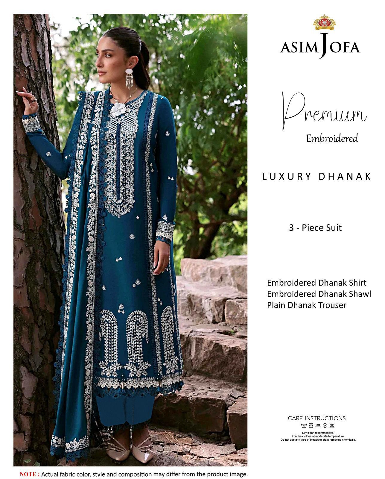 asim jofa winter collection 2025 – dhanak embroidered 3pc suit with shawl