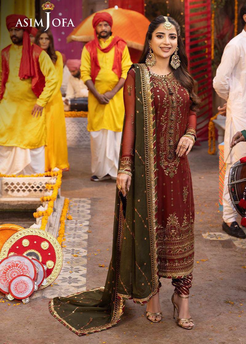 Elegant Embroidered Chiffon Dress with Sequence – Summer 2025