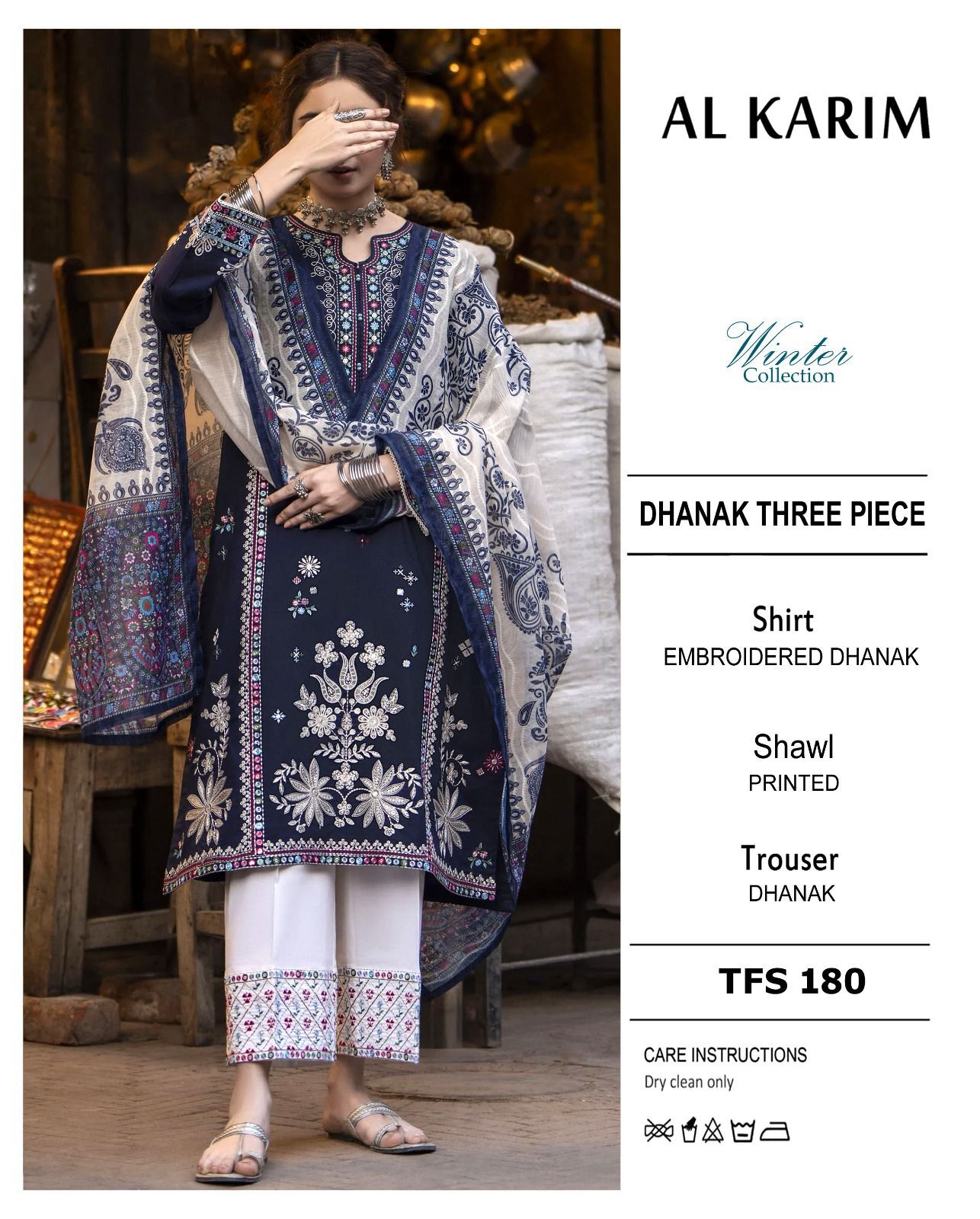 al karim luxury winter collection 2025 – fine dhanak marina 3pc embroidered suit with printed shawl